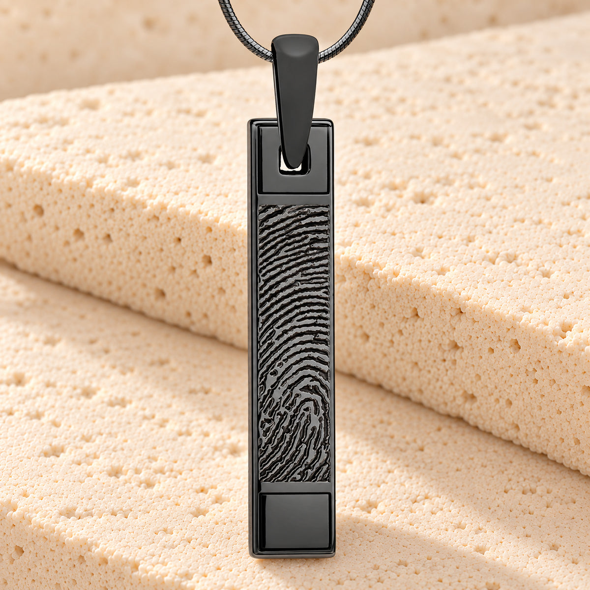 Signature Barred Black Plated Fingerprint Necklace — main