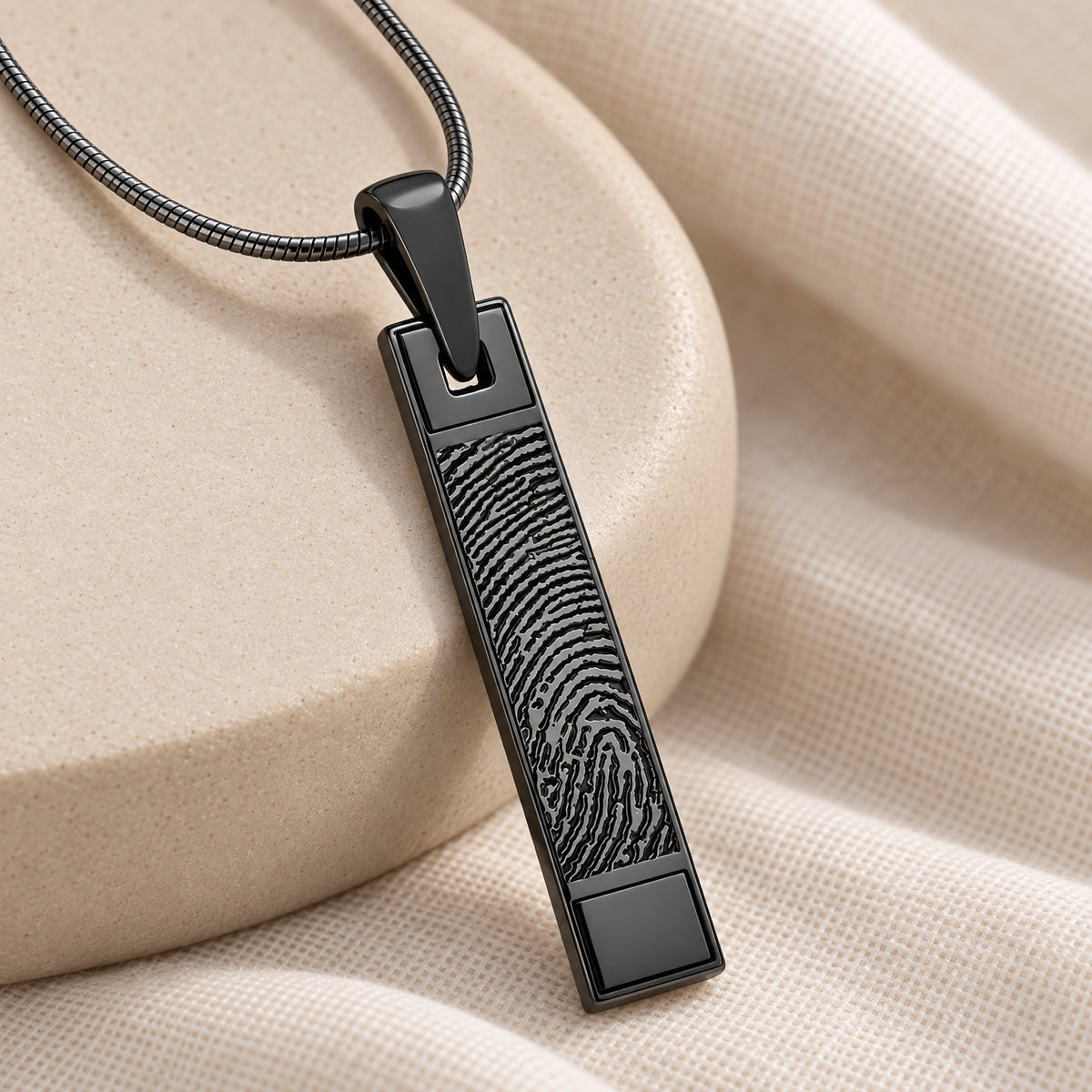 Signature Barred Black Plated Fingerprint Necklace — alternate view