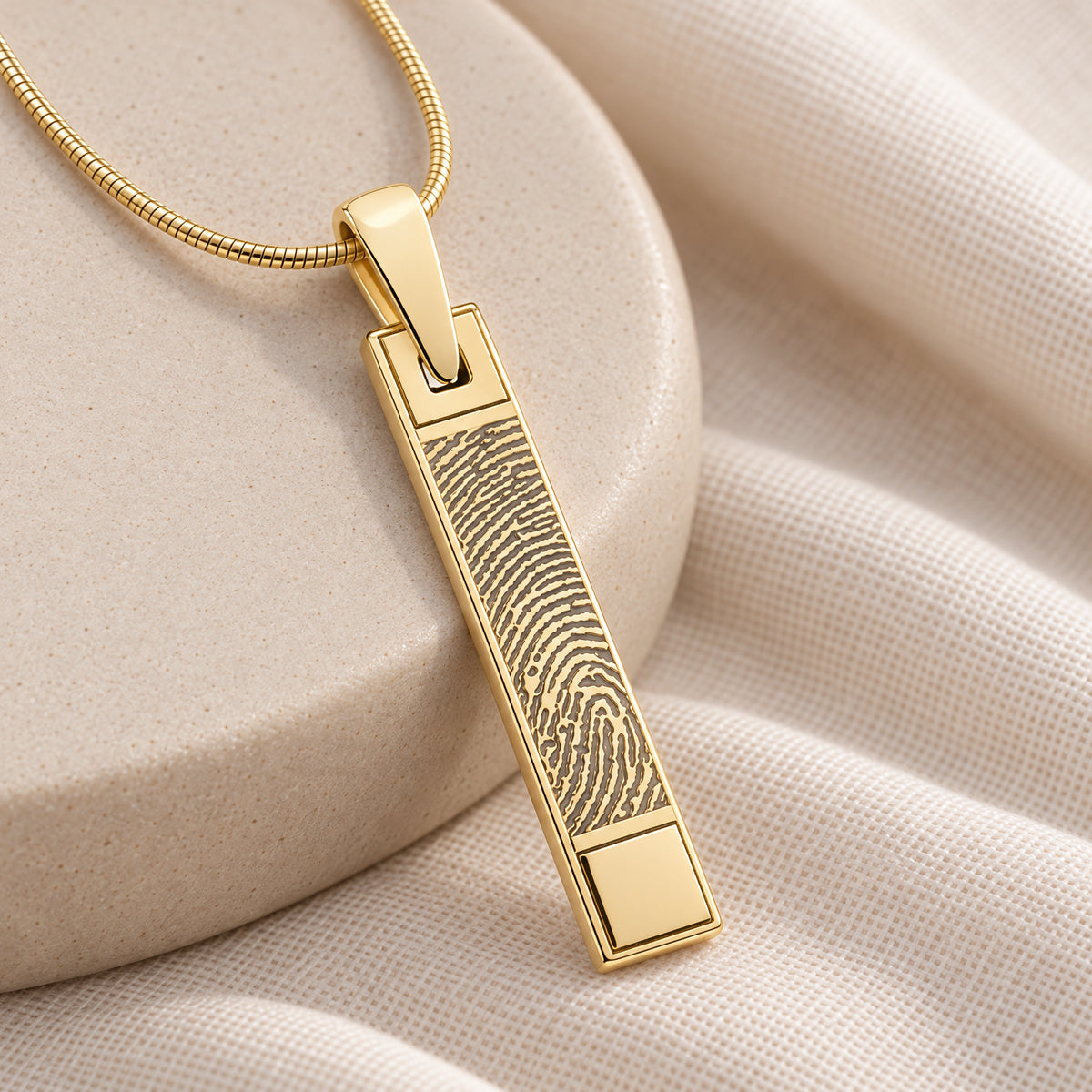 Signature Barred Gold Plated Fingerprint Necklace — alternate view