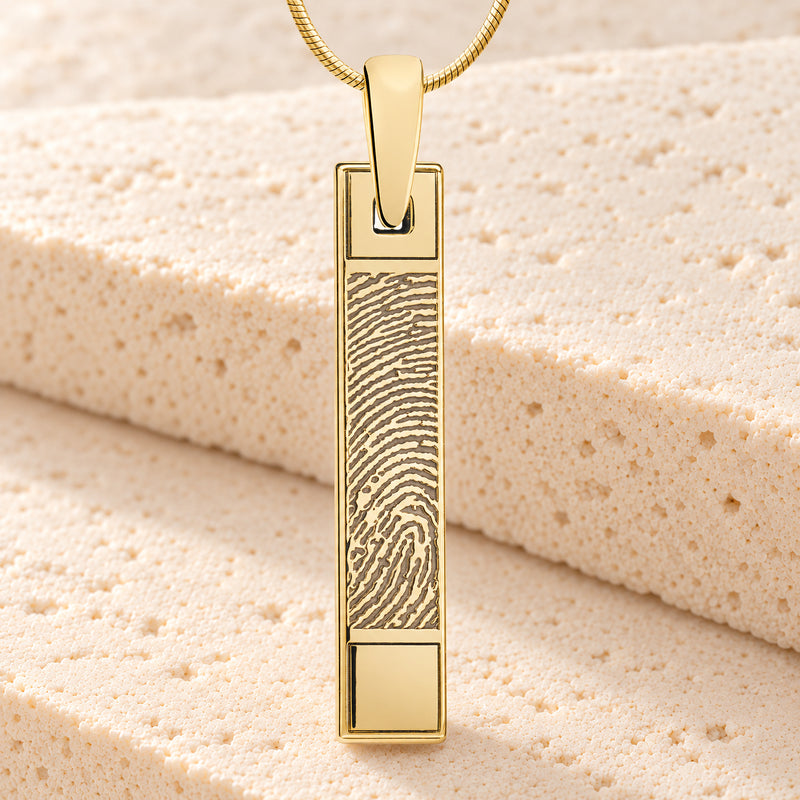 Solid 14k Gold Signature Barred Fingerprint Necklace
