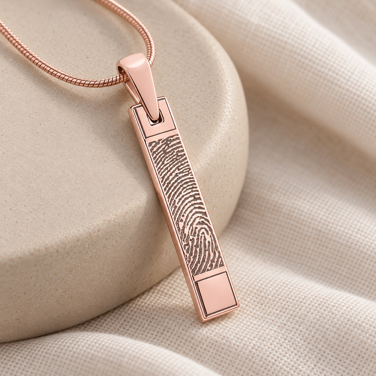 Signature Barred Rose Gold Plated Fingerprint Necklace — alternate view