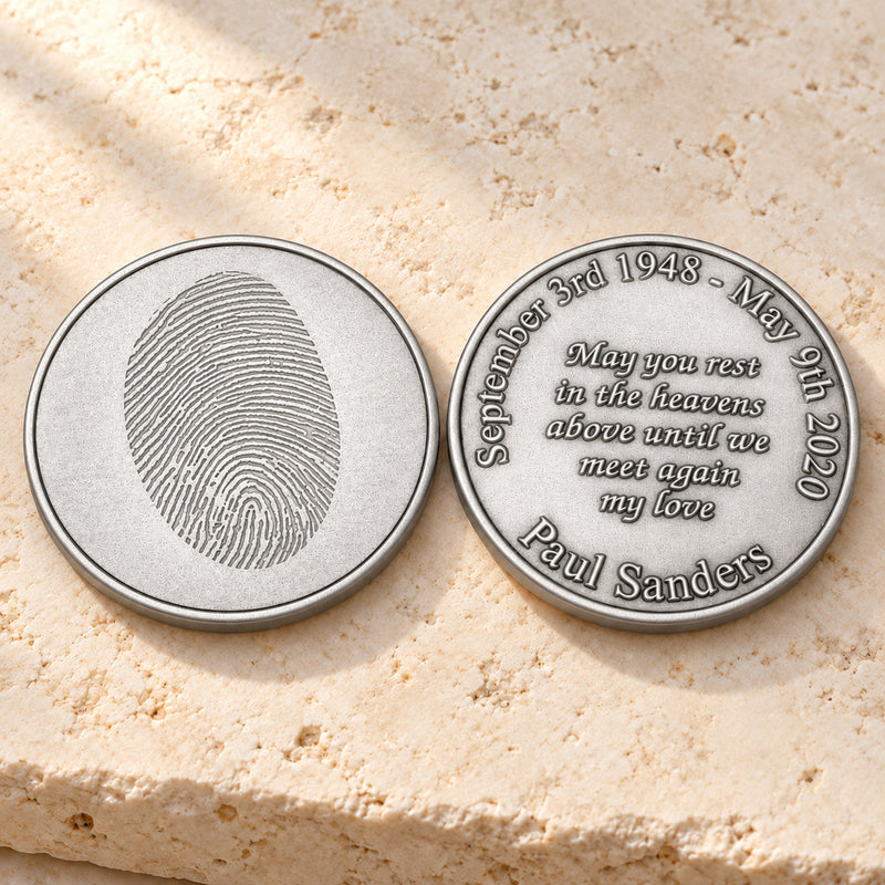 Satin Finished Solid Silver Remembrance Fingerprint Coin