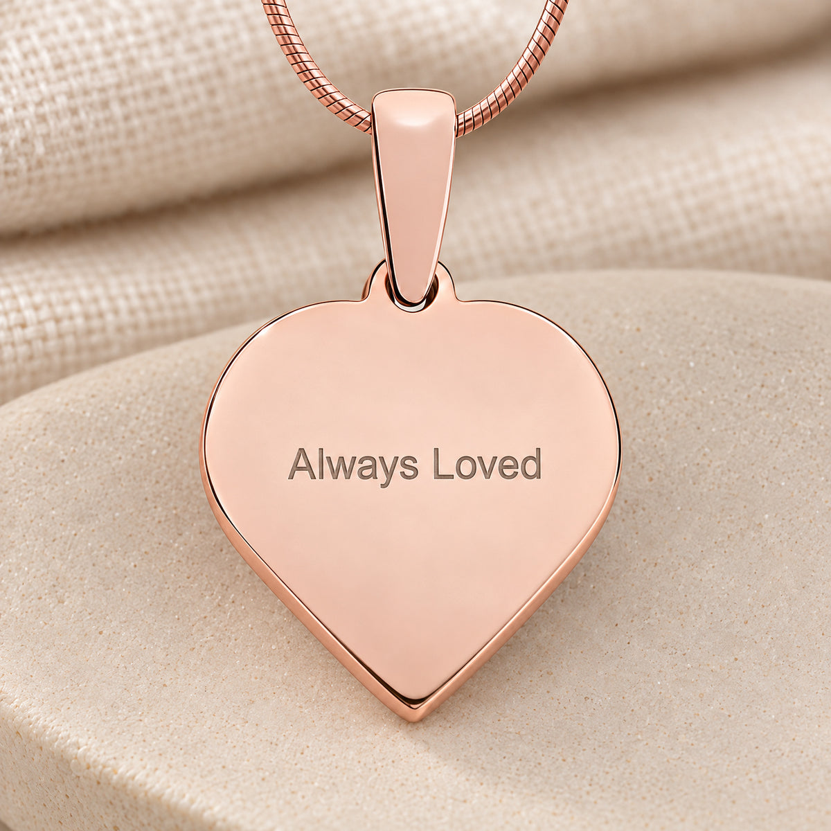 Rose Gold Plated Sterling Silver Carved Signature Heart Fingerprint Necklace — rear engraving