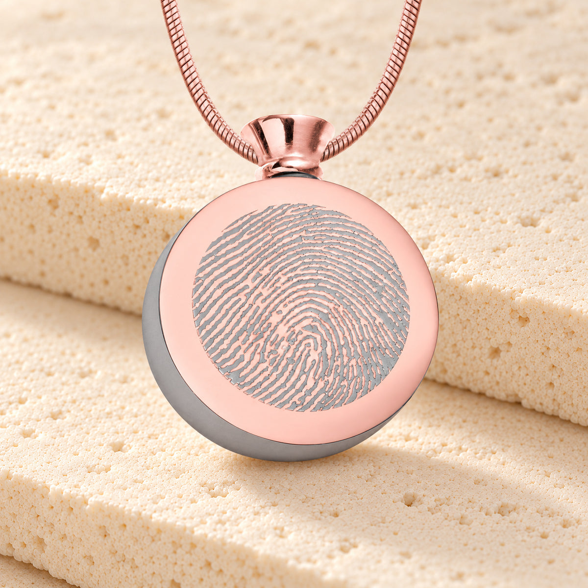 Rose Gold Plated over Stainless Circle of Life Fingerprint Necklace — main