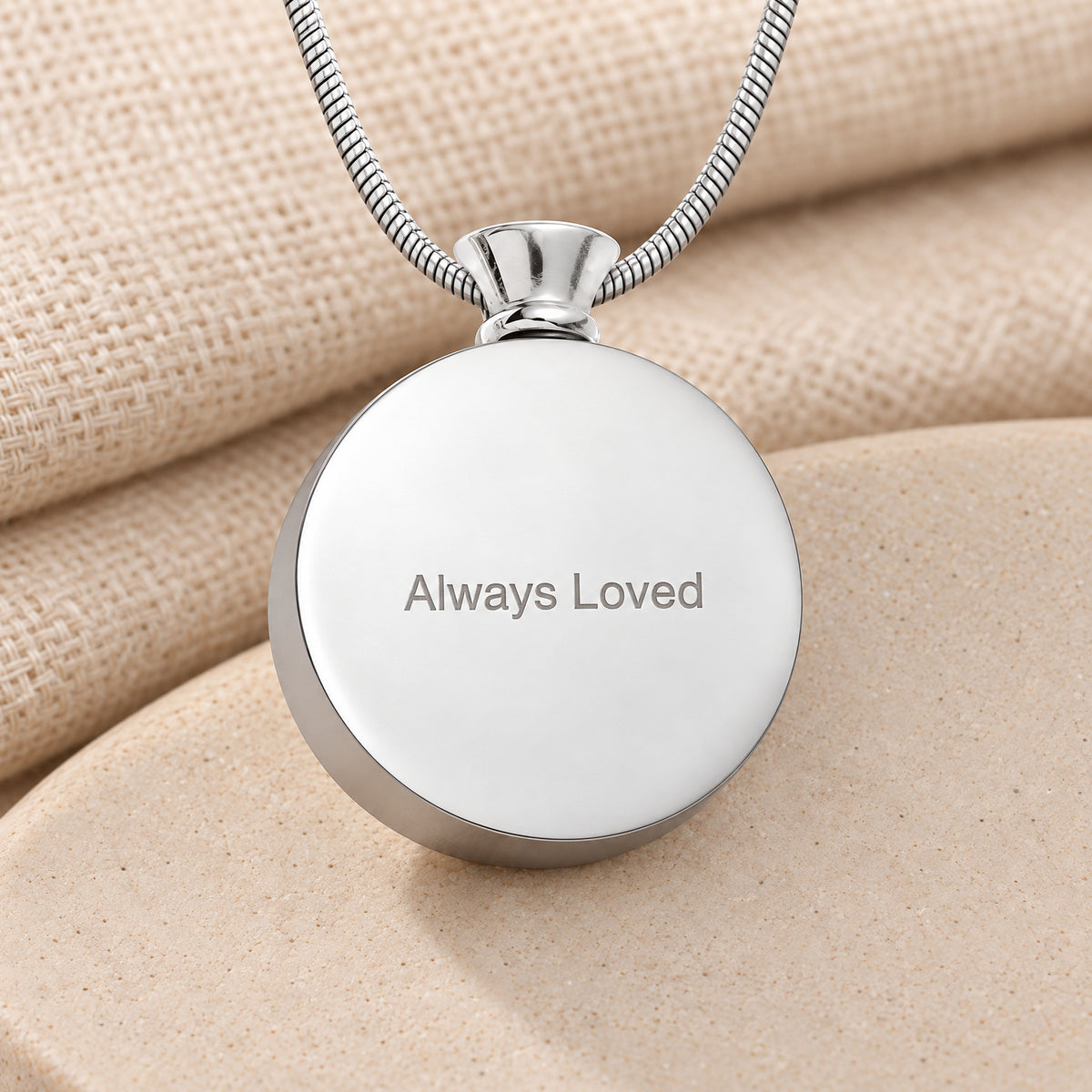 Stainless Circle of Life Fingerprint Necklace — rear engraving