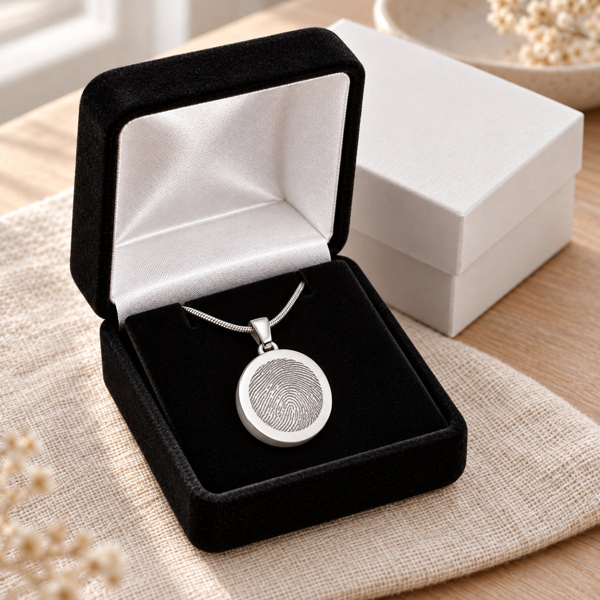 Stainless Circle of Life Fingerprint Necklace — gift box