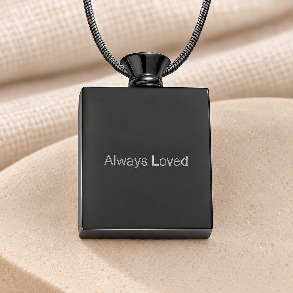 Black Plated over Stainless Glorious Moments Fingerprint Necklace — rear engraving
