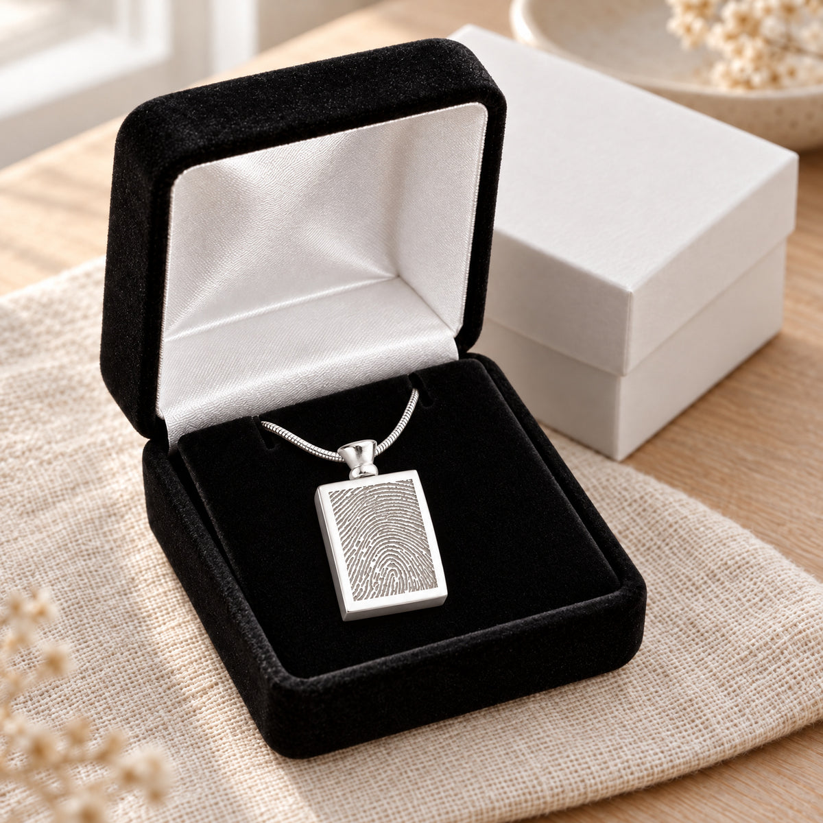 Stainless Glorious Moments Fingerprint Necklace — gift box