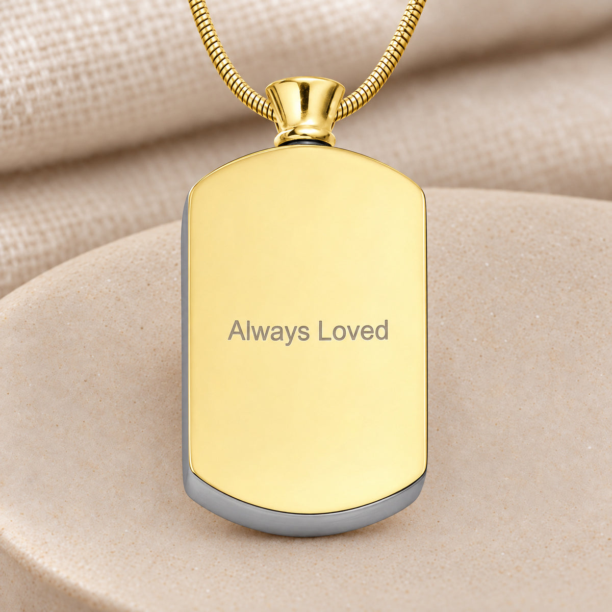 Gold Plated Stainless Pleasant Rectangle Fingerprint Necklace — rear engraving
