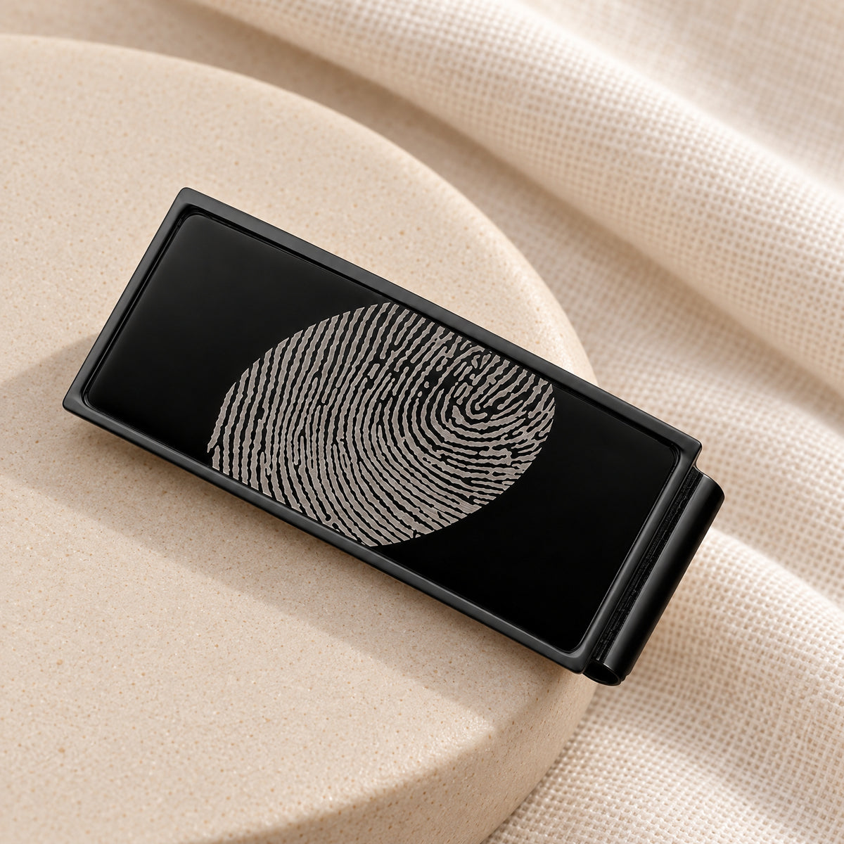 Stainless Steel Black on Black Fingerprint Money Clip — alternate view