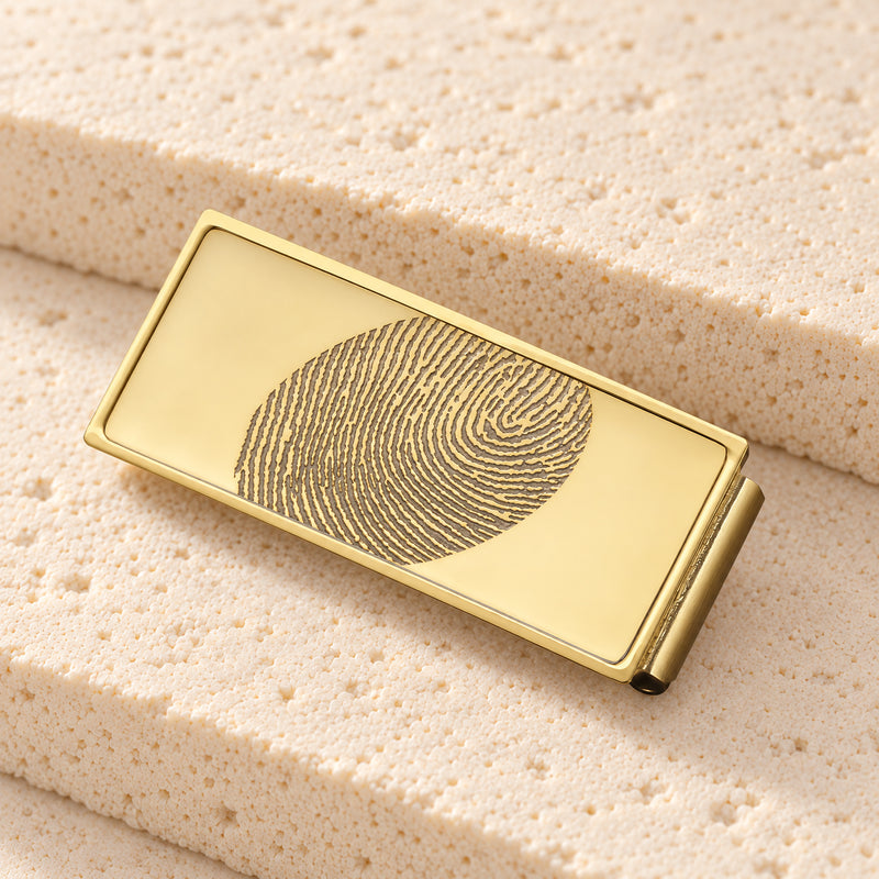 Stainless Steel Gold on Gold Fingerprint Money Clip