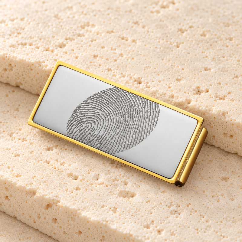 Stainless Steel Silver on Gold Fingerprint Money Clip