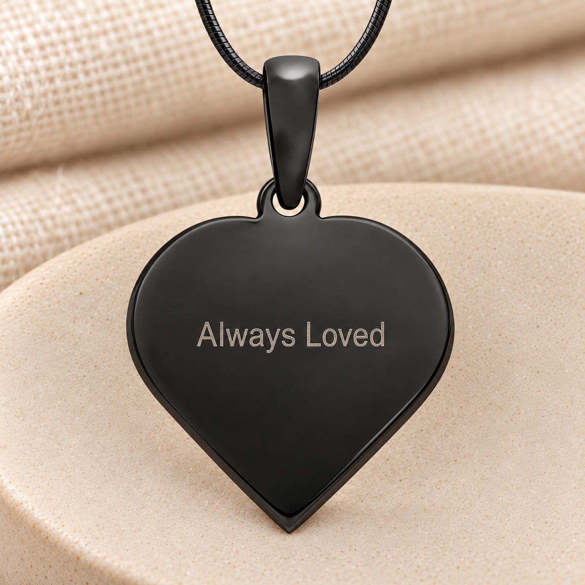 Raised Black Plated Sterling Heart Fingerprint Necklace — rear engraving