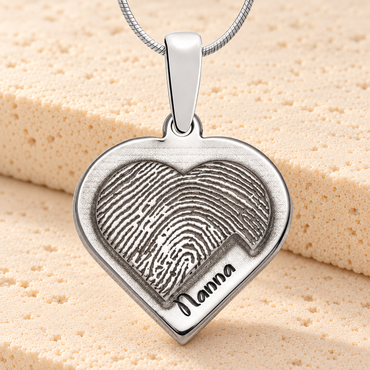 Raised Sterling Heart Fingerprint Necklace — main