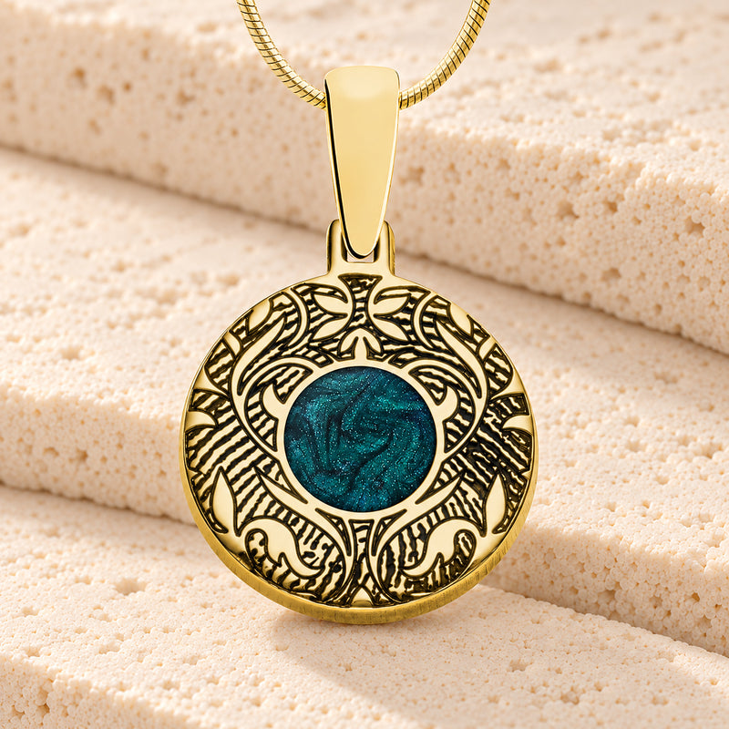 Gold Plated over Sterling Small Circle Ash and Fingerprint Necklace