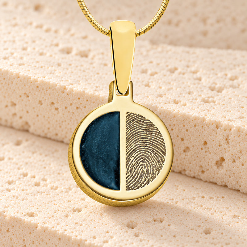 Gold Plated Sterling Circle Ash and Fingerprint Necklace