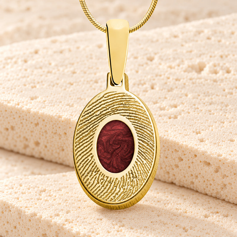 Gold Plated Sterling Small Oval  Ash and Fingerprint Necklace