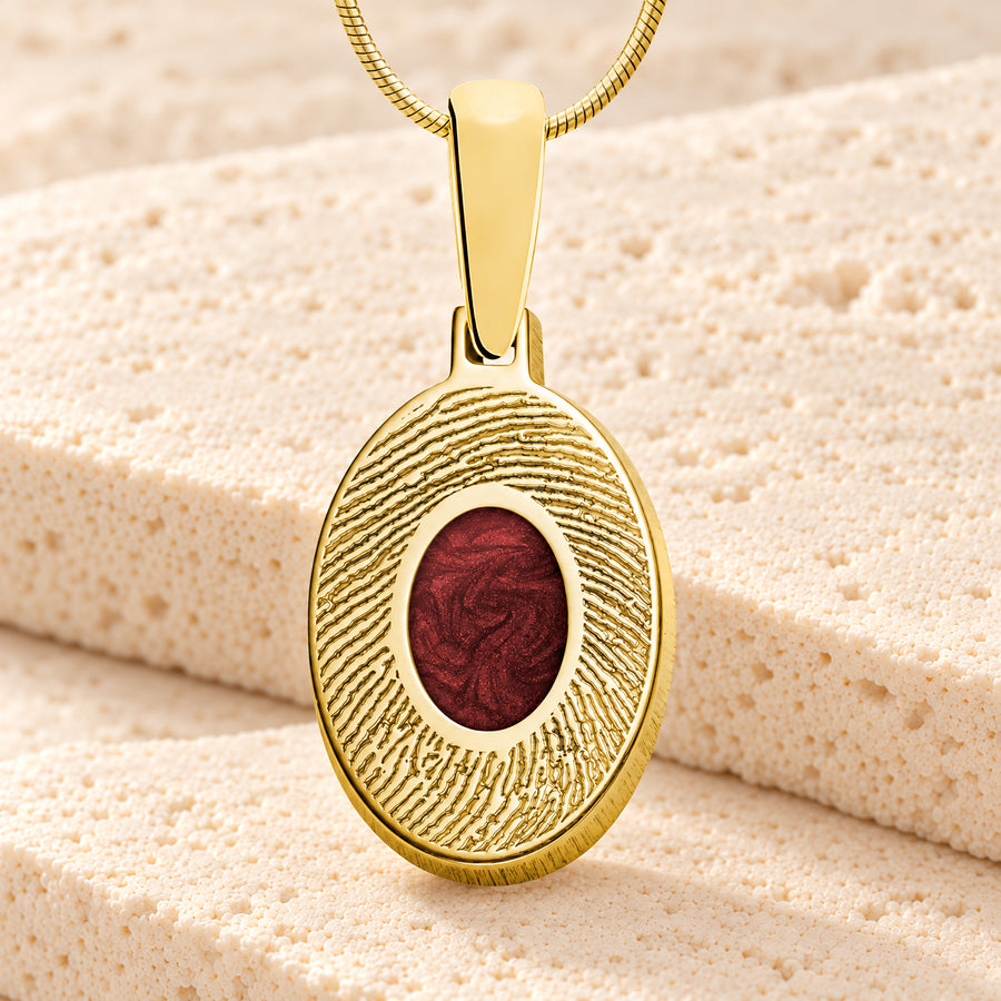 Gold Plated Sterling Small Oval  Ash and Fingerprint Necklace