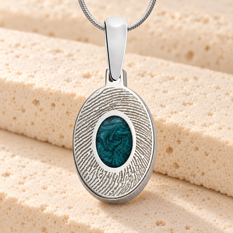 Sterling Small Oval  Ash and Fingerprint Necklace