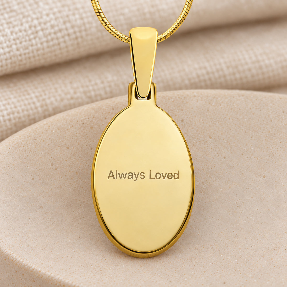 Gold Plated Sterling Oval with Signature Fingerprint Necklace — rear engraving