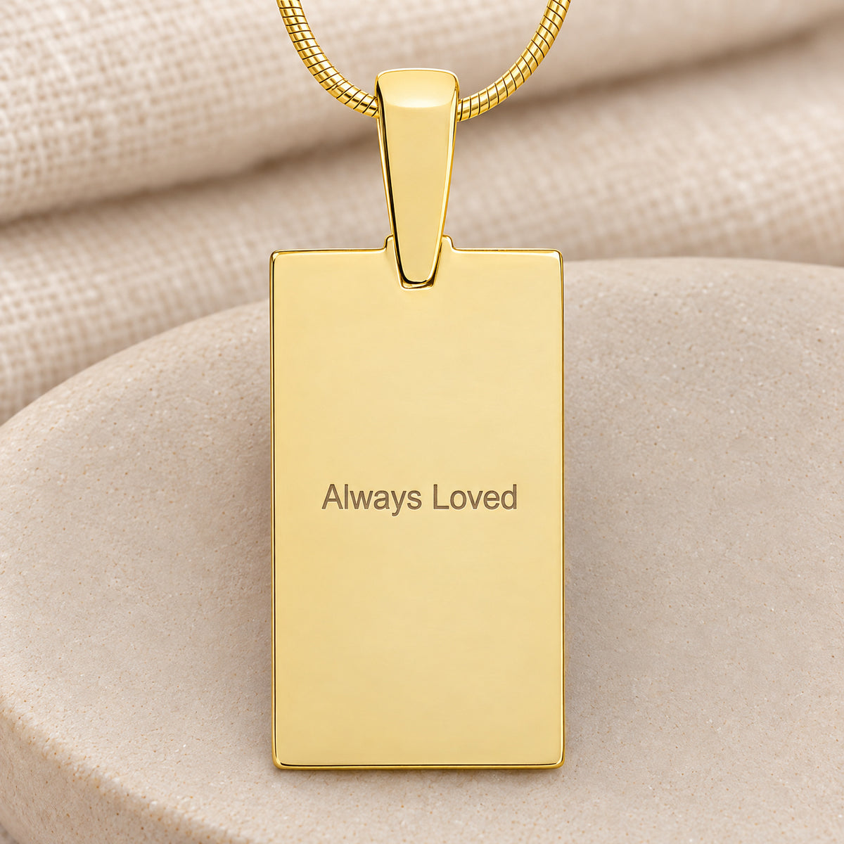 Gold Plated Sterling Signature Rectangle Fingerprint Necklace — rear engraving
