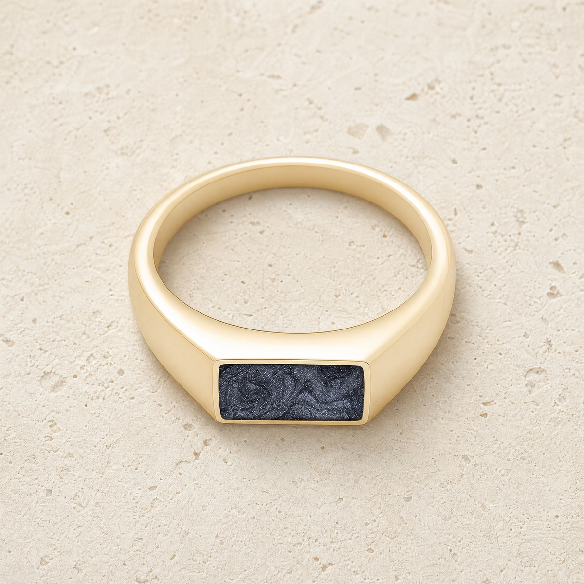 Solid 14K Gold Men's Desoto Ash Ring with Slate
