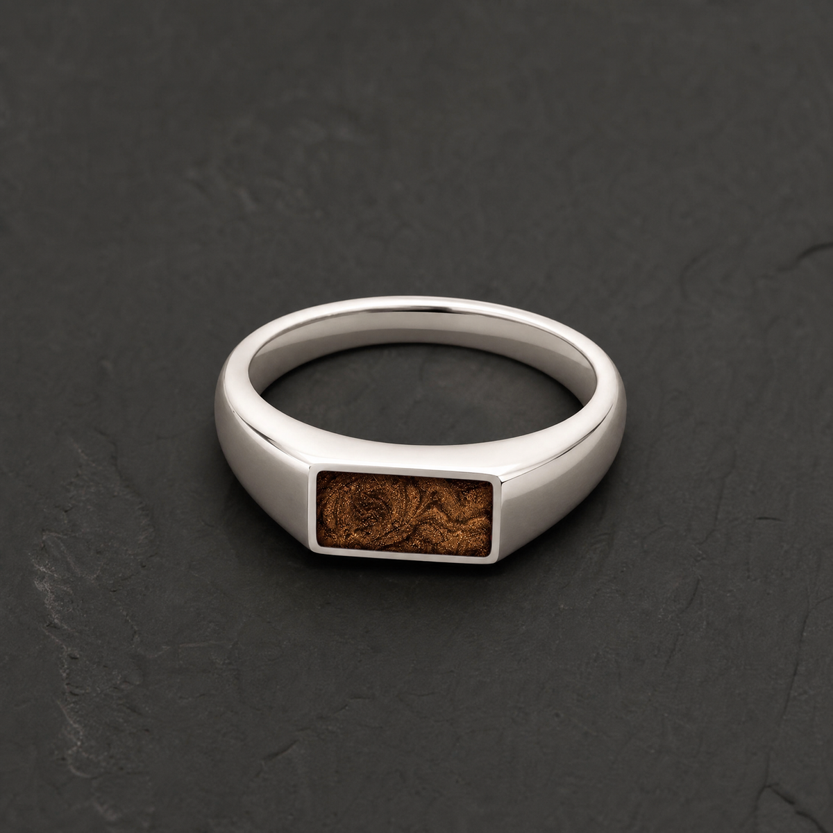 Men's Sterling Silver Desoto Ash Ring with Carob