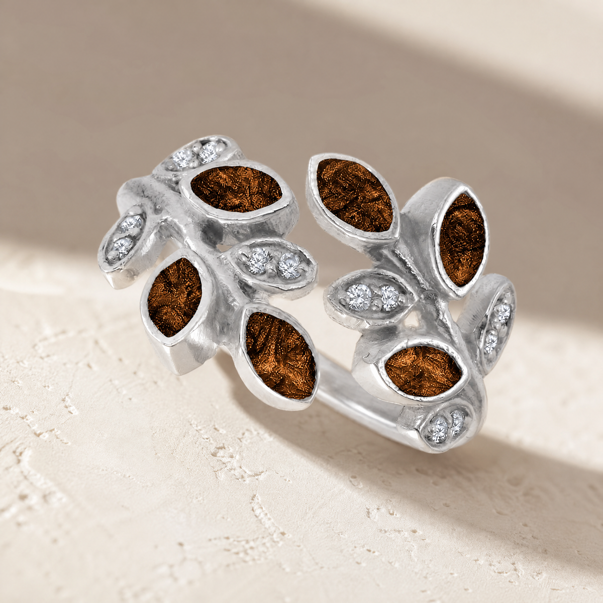Women's Sterling Silver Chatelain Ash Ring with Carob