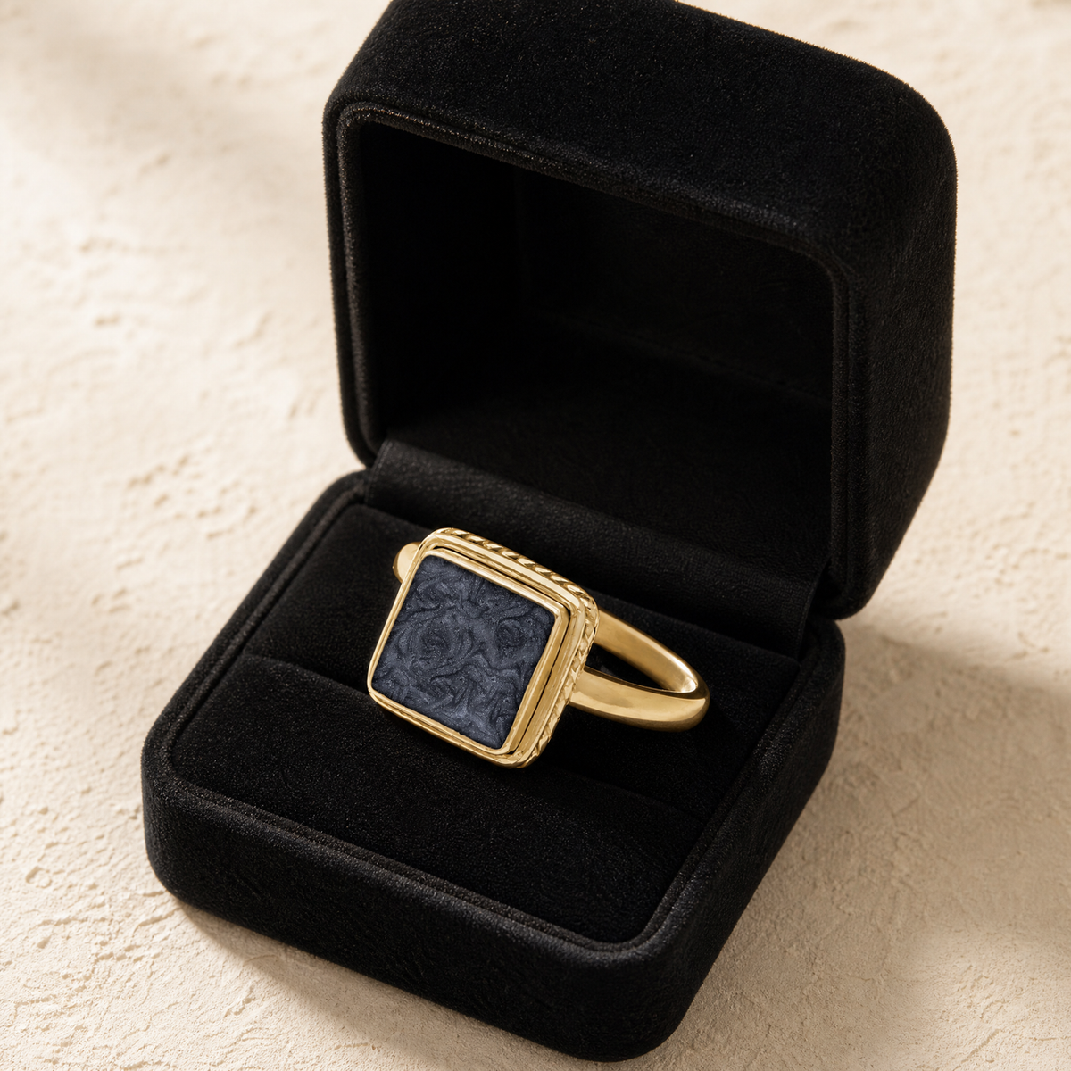 Solid 14K Gold Women's Granville Ash Ring with Slate