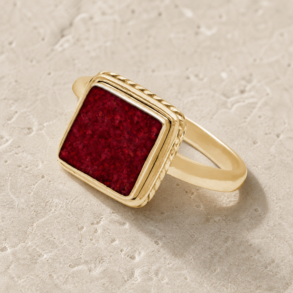 Solid 14K Gold Women's Granville Ash Ring with Scarlet Pearl Opal