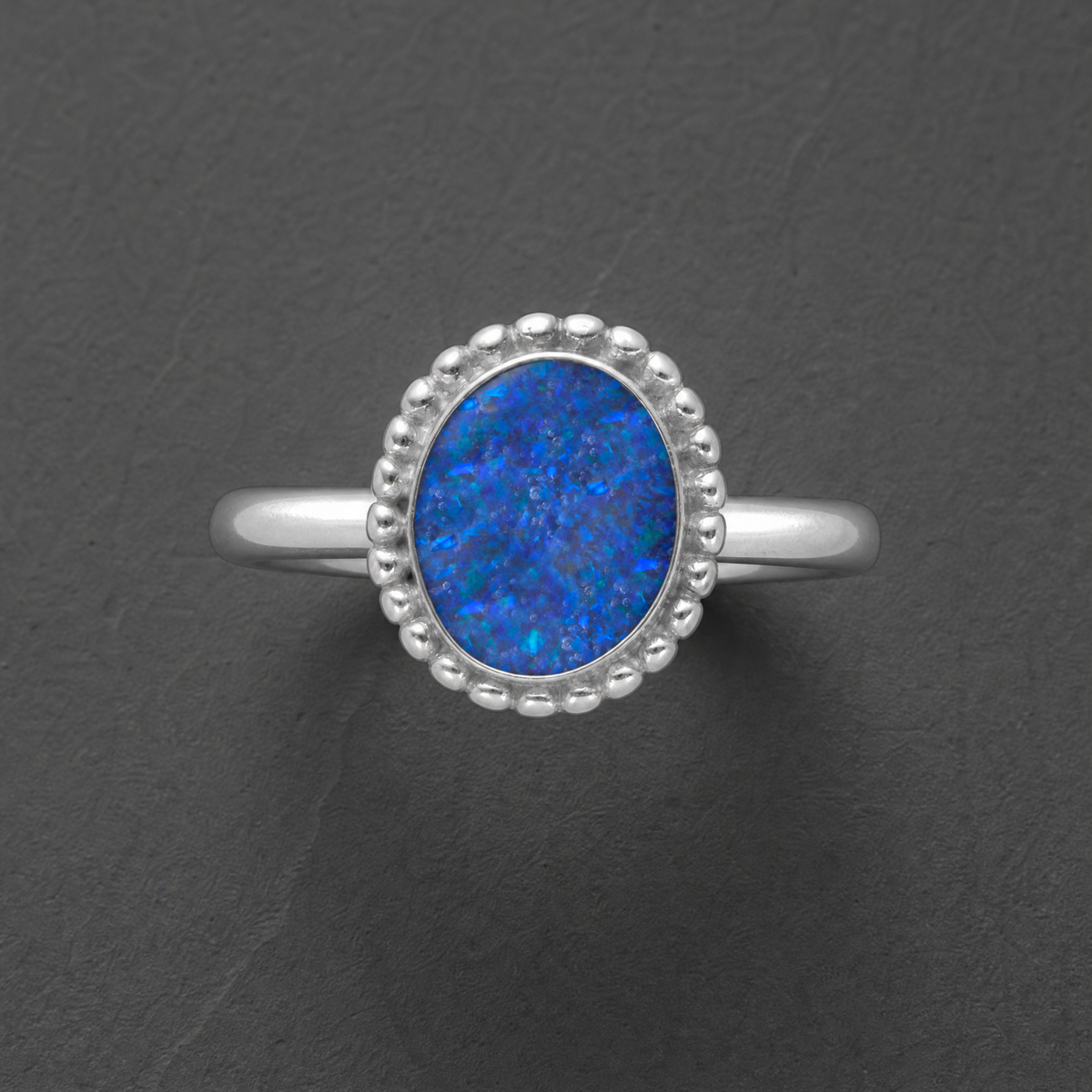 Women's Sterling Silver Bethany Ash Ring with Opal Blue Waters