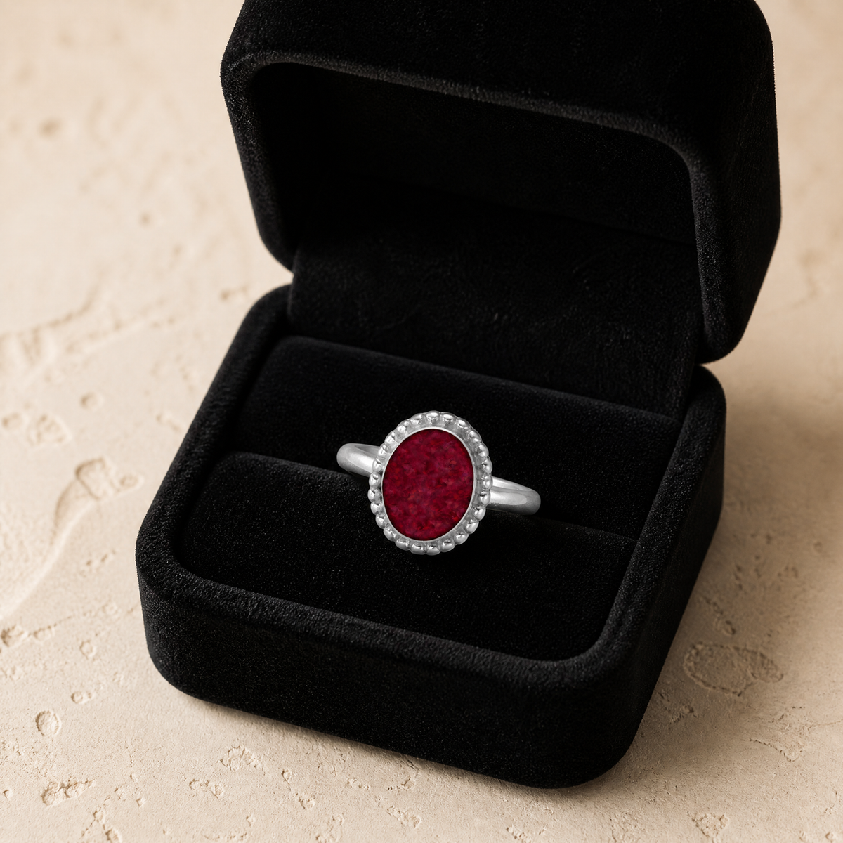 Women's Sterling Silver Bethany Ash Ring with Scarlet Pearl Opal