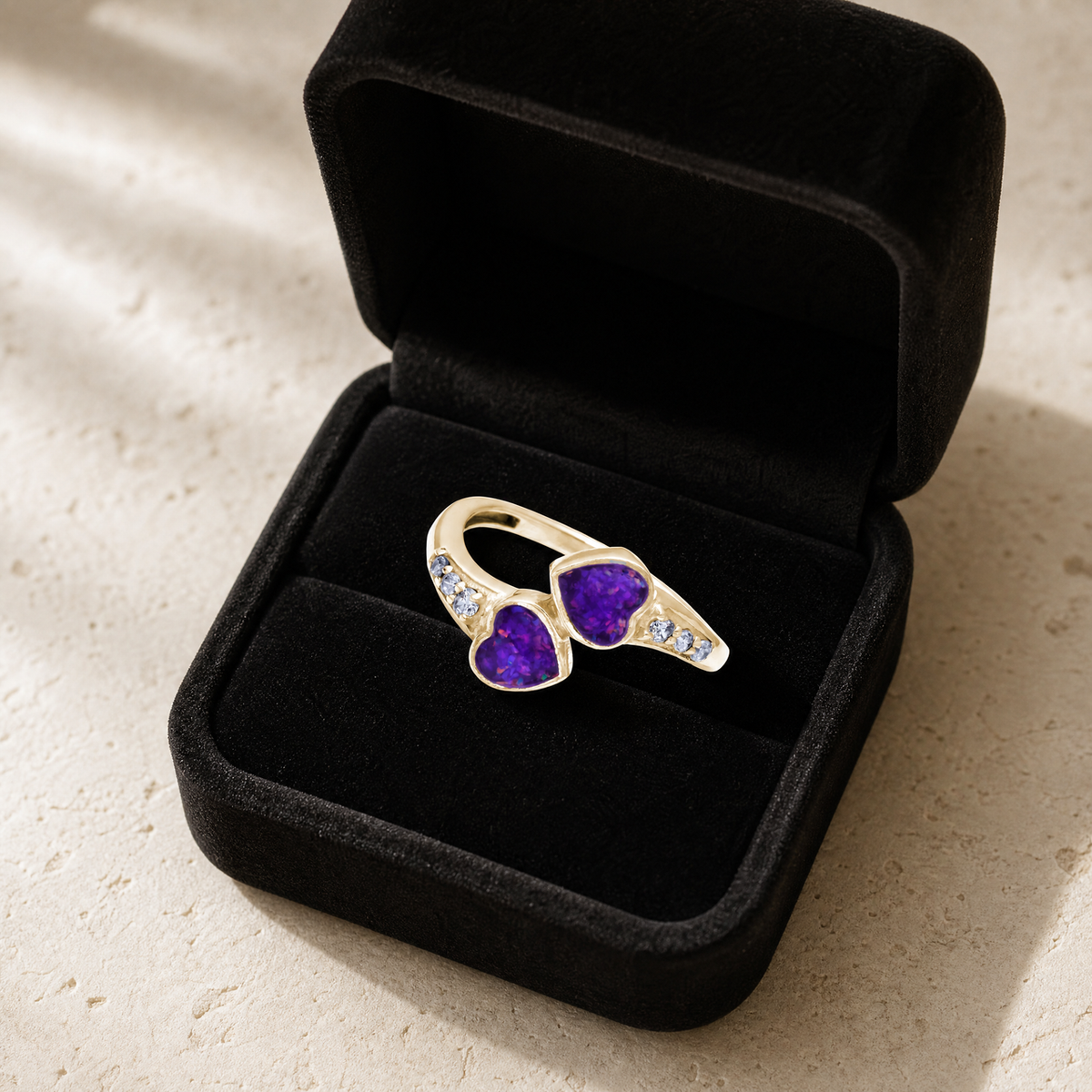 Solid 14K Gold Women's Rosalia Ash Ring with Lilac Pearl Opal