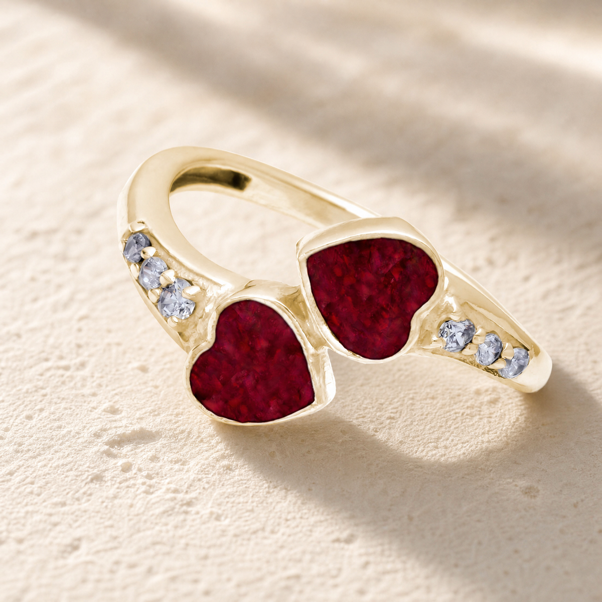 Solid 14K Gold Women's Rosalia Ash Ring with Scarlet Pearl Opal