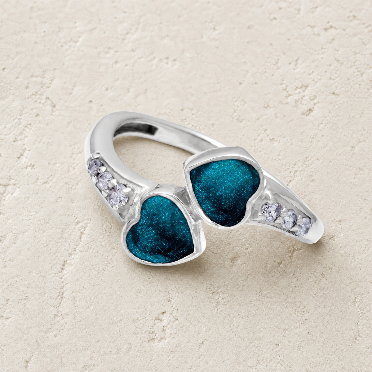 Women's Sterling Silver Rosalia Ash Ring with Aqua