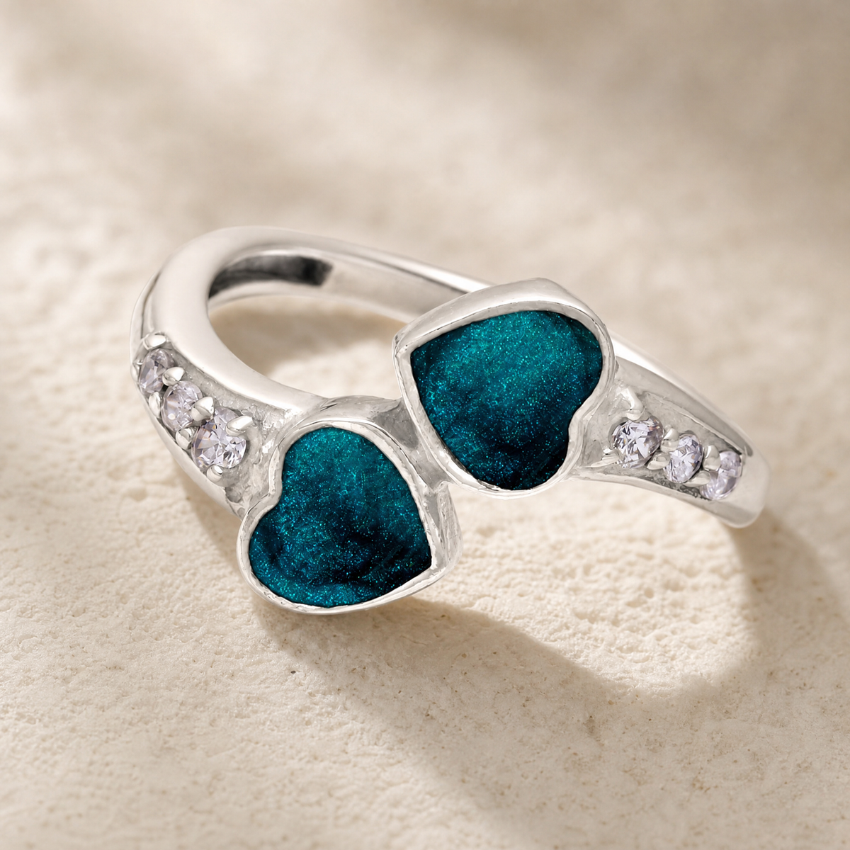 Women's Sterling Silver Rosalia Ash Ring with Aqua