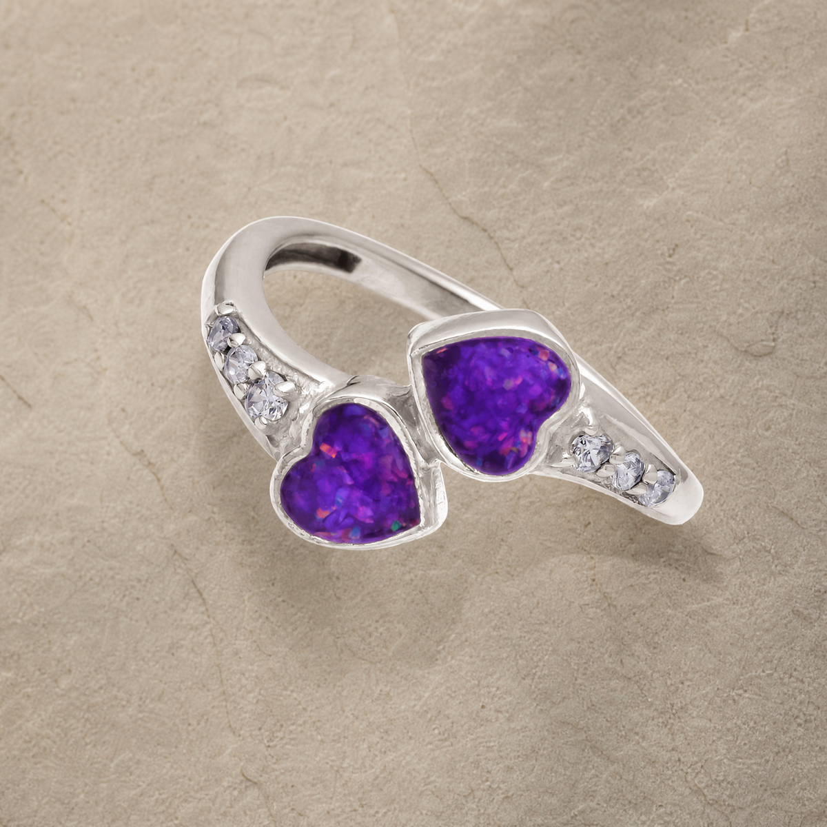 Women's Sterling Silver Rosalia Ash Ring with Lilac Pearl Opal