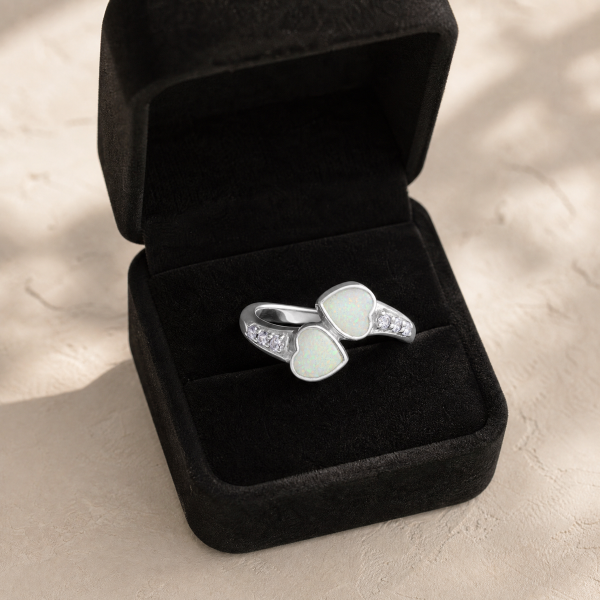 Women's Sterling Silver Rosalia Ash Ring with Crushed Cream Opal