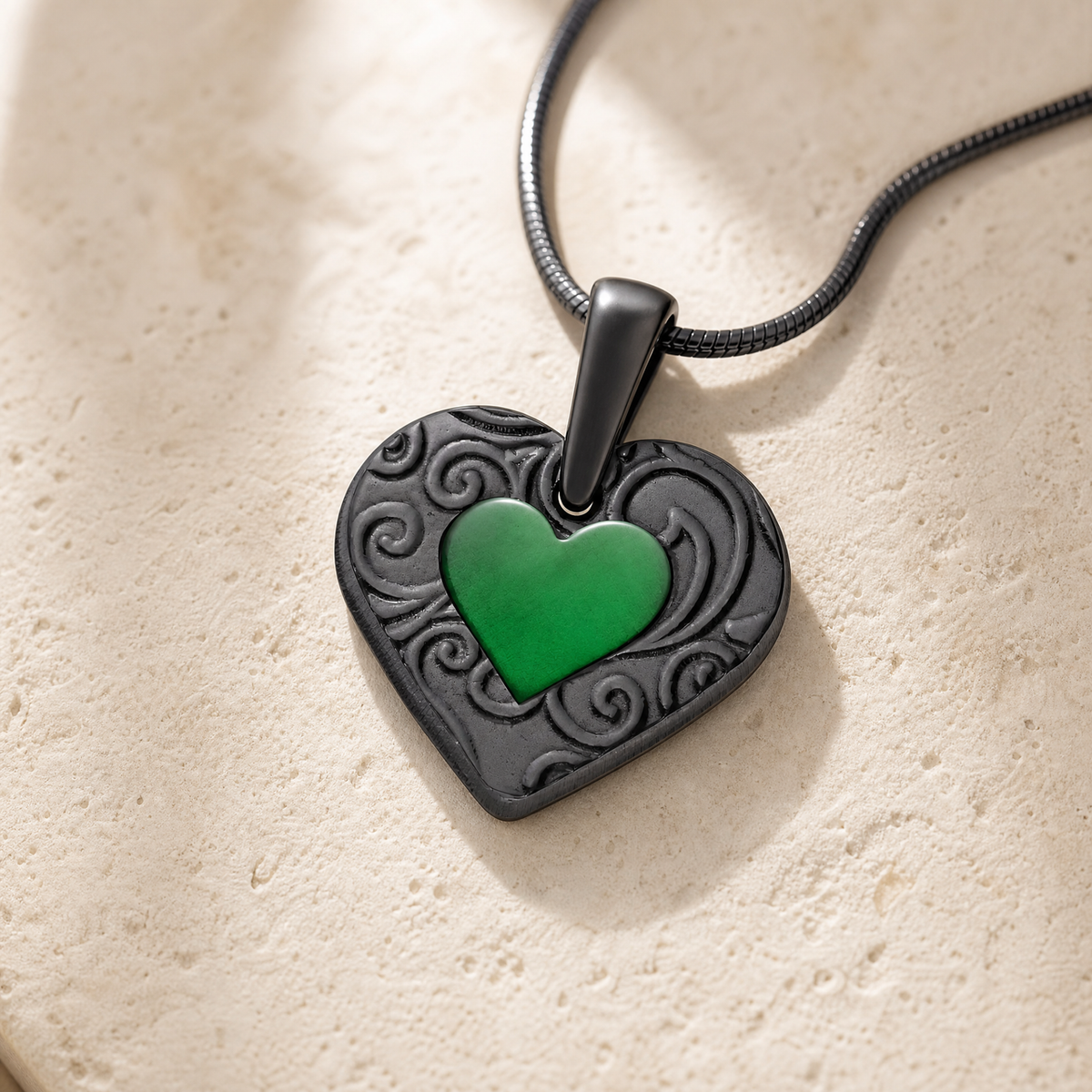Pleasant Heart Black Finish Ash Resin Jewelry