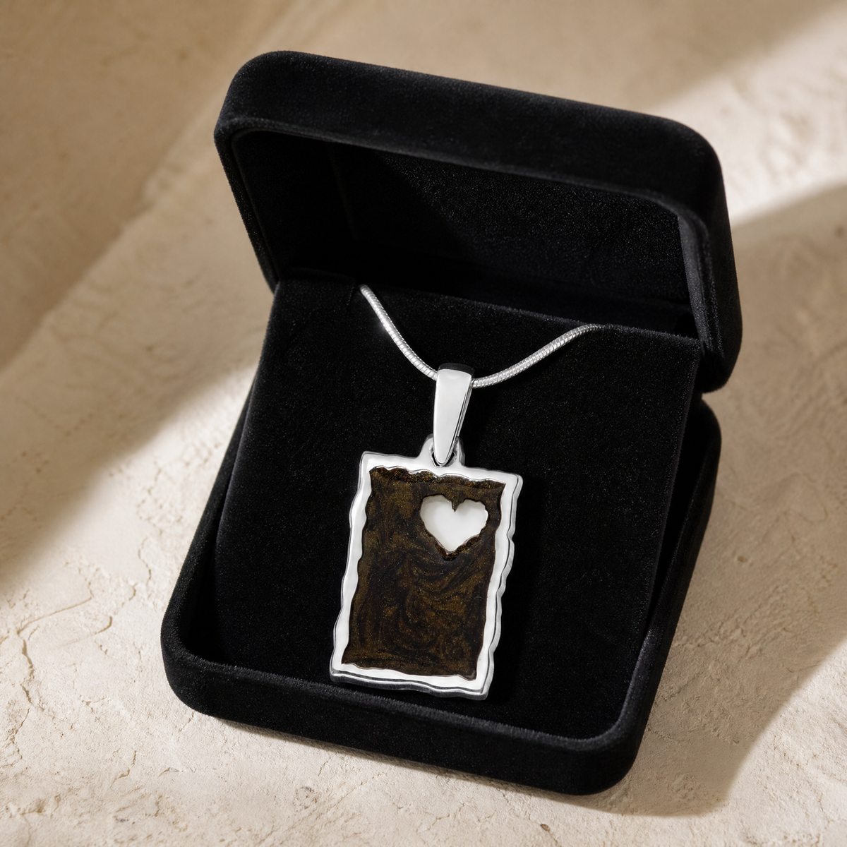 Adored Rectangle Sterling Silver Ash Resin Jewelry