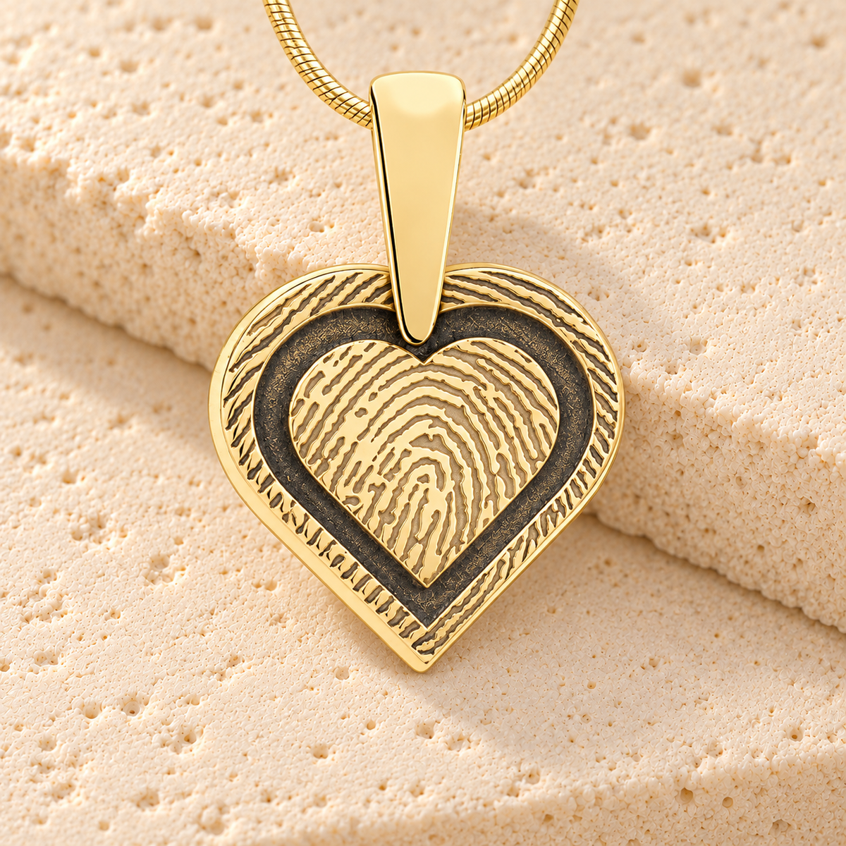 Solid 14k Gold Classic Heart Fingerprint Necklace — main — evr4718kg