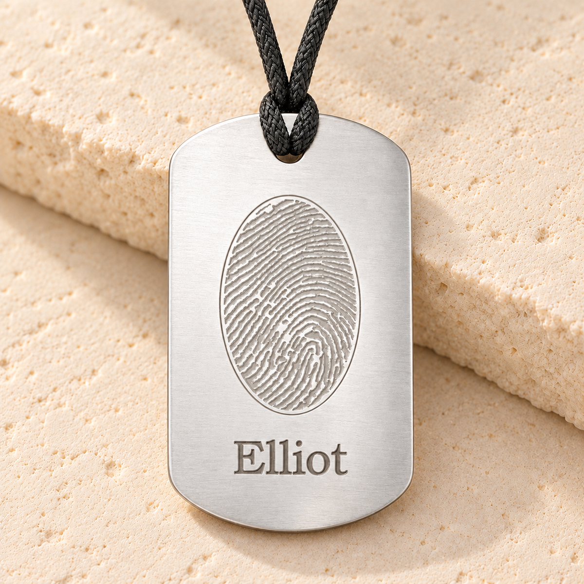 Steel Dog Tag Fingerprint Necklace — main — evr4790ss