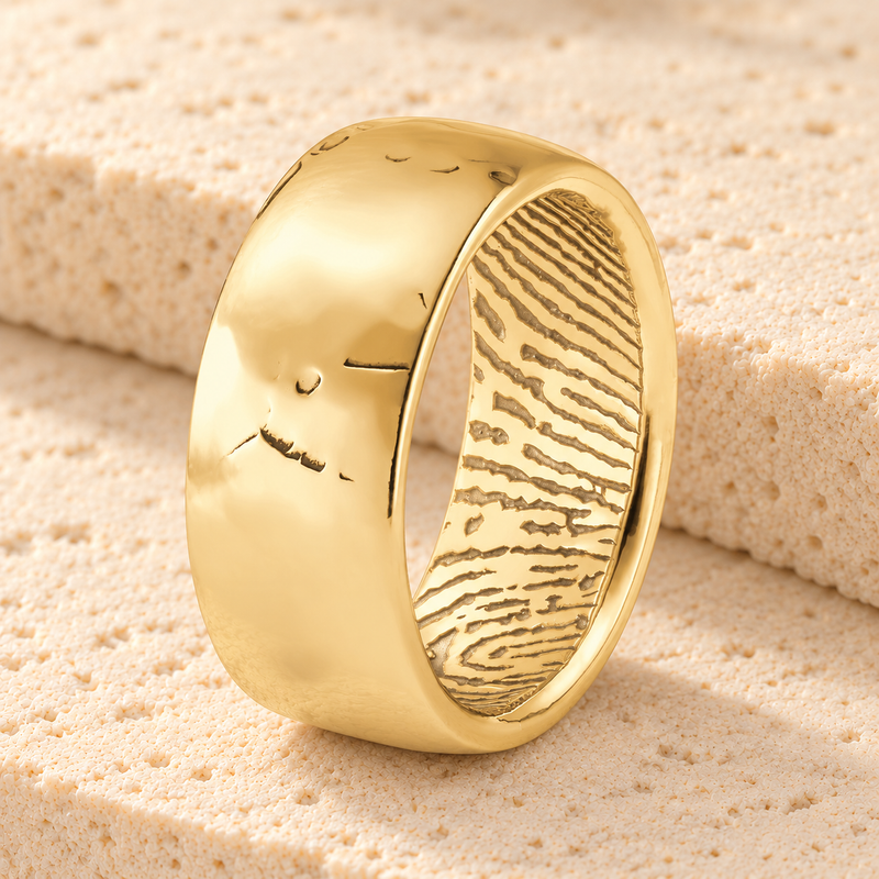 Men's Decorative Solid 14k Gold Fingerprint Ring