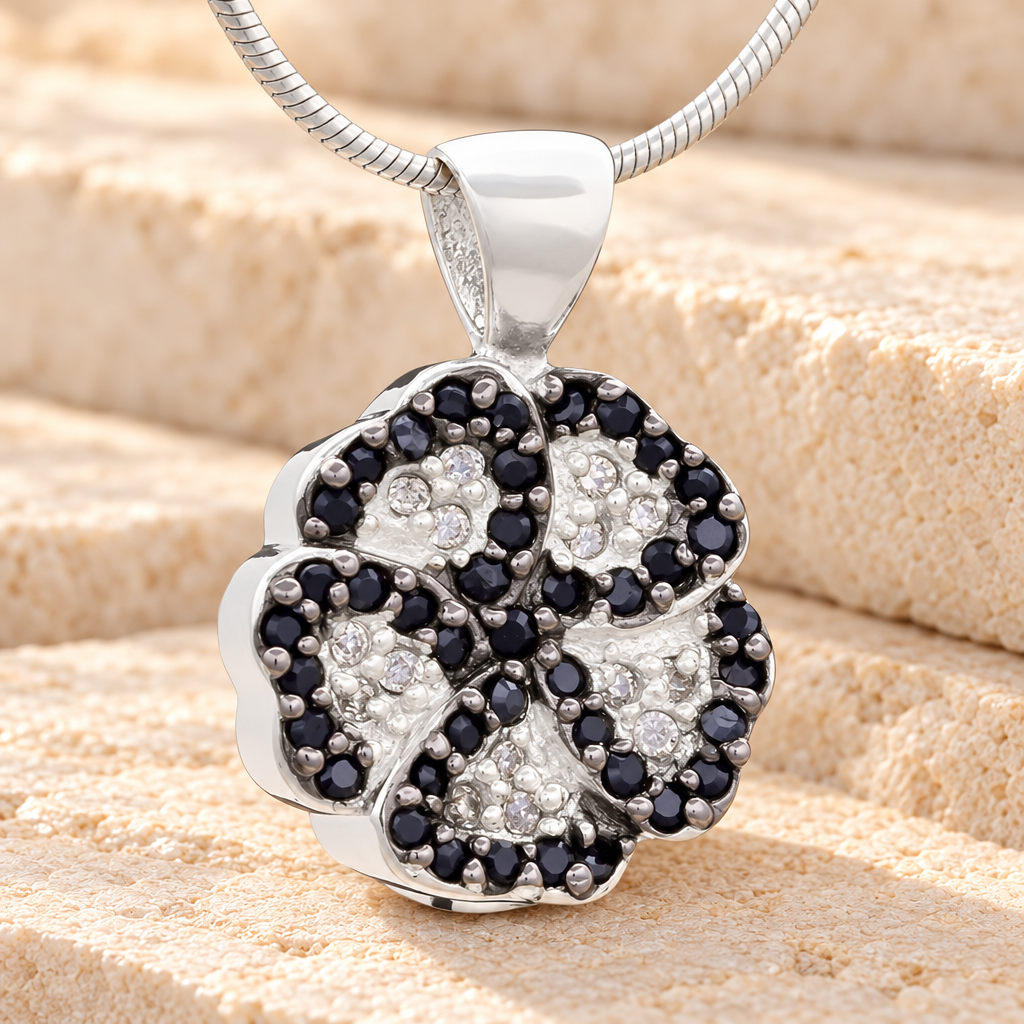 Silver Pansy Cremation Jewelry — main — evr6492ss