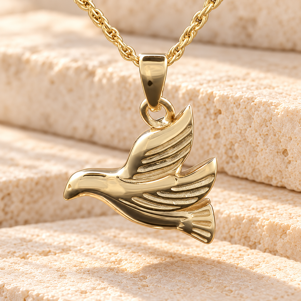 Dove Flying Urn Keepsake - 14K Gold Plated over Sterling Silver — main — evr155kg