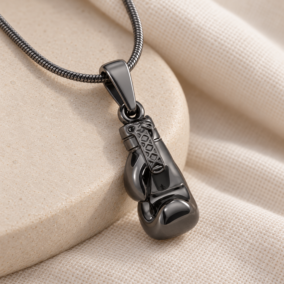 Black Plated Boxing Glove Forever Sealed Memorial Jewelry — alternate view — evr20048blfs
