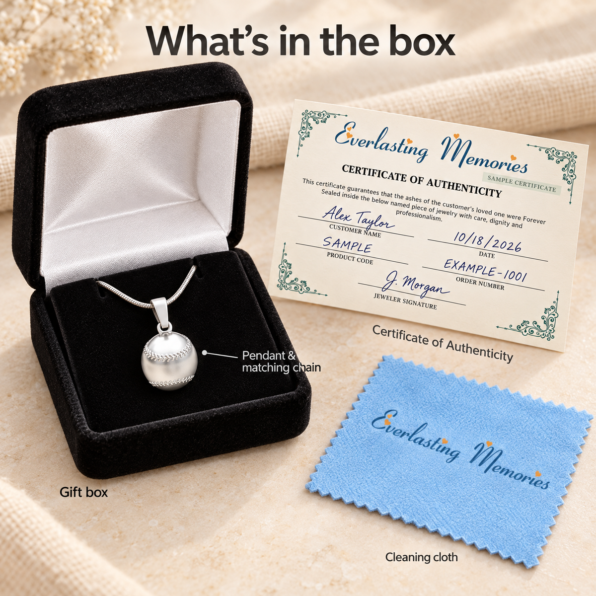 Sterling Silver Baseball Forever Sealed Memorial Jewelry — whats in box — evr20045fs