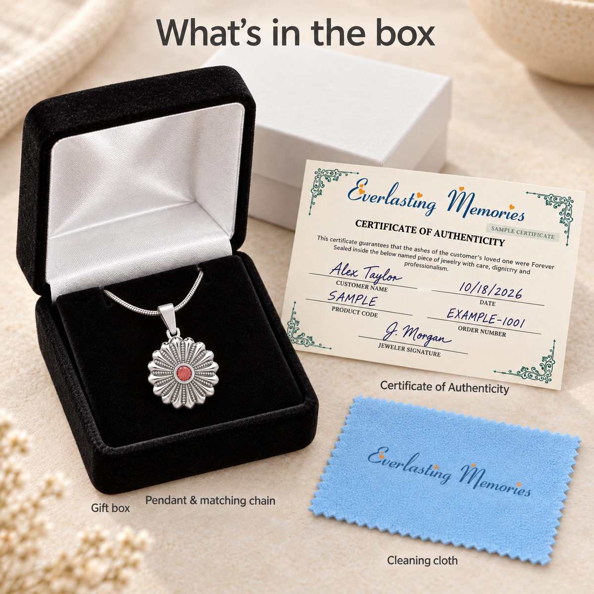 14K White Gold Birthstone Flowers Forever Sealed Memorial Jewelry — whats in box — evr20004wgfs