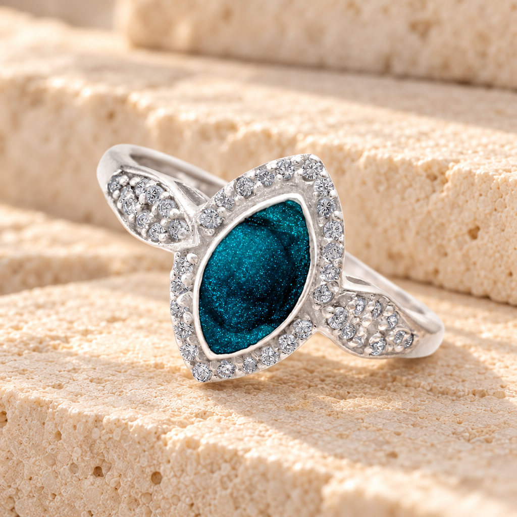 Women's Sterling Silver Sanctuary Ash Ring with Aqua — main product image