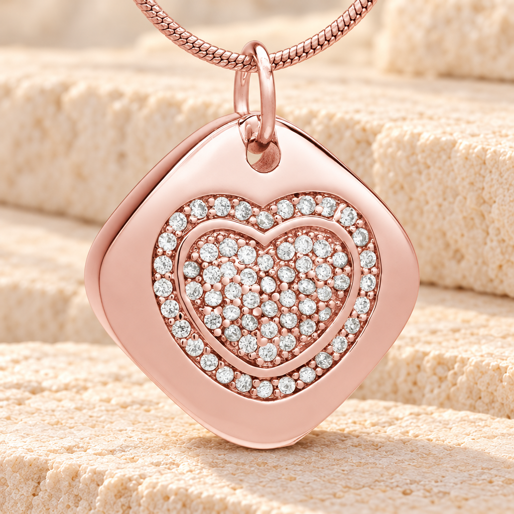 Rose Gold Plated Designer Heart Memorial Jewelry — main — evr6392rg